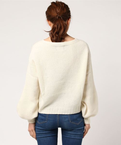 STUDIOUS（ステュディオス）の「【WEARISTA yan コラボ】袖パフスリーブニット（ニット/セーター・レディース・オフホワイト/ブラウン系その他/ワインレッド・FREE）」の10枚目の写真