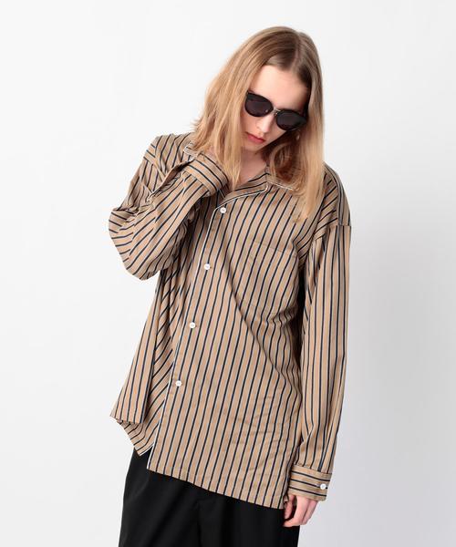 MONKEY TIME（モンキータイム）の「＜monkey time＞  STRIPE OPEN SHIRT/シャツ（シャツ/ブラウス・メンズ・ベージュ・SMALL/X-LARGE/LARGE/MEDIUM）」の2枚目の写真