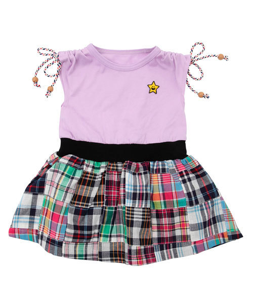 X-girl Stages（エックスガールステージス）の「PATCHWORK  DRESS (4T～7T)（ワンピース・キッズ・ネイビー/ピンク/レッド・4T/5T/6T/7T）」の2枚目の写真