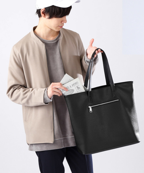 MONO-MART(モノマート)の「BASIC NEOLEATHER TOTEBAG/PVCレザートートバッグ(トートバッグ・メンズ・ブラック/ベージュ/ネイビー/アイボリー/キャメル/チャコール・FREE)」の13枚目の写真