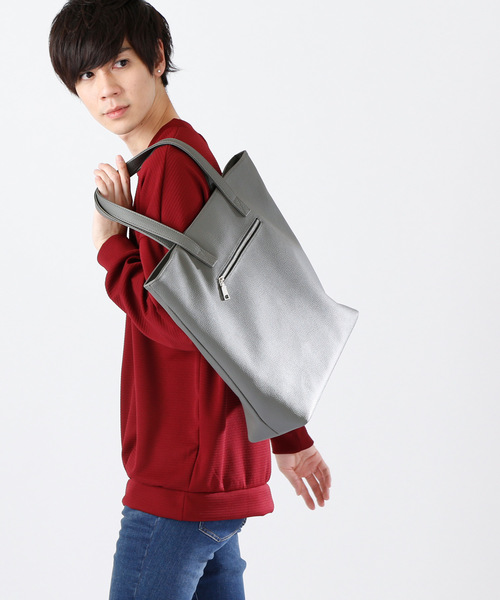 MONO-MART(モノマート)の「BASIC NEOLEATHER TOTEBAG/PVCレザートートバッグ(トートバッグ・メンズ・ブラック/ベージュ/ネイビー/アイボリー/キャメル/チャコール・FREE)」の15枚目の写真