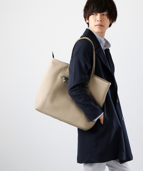 MONO-MART(モノマート)の「BASIC NEOLEATHER TOTEBAG/PVCレザートートバッグ(トートバッグ・メンズ・ブラック/ベージュ/ネイビー/アイボリー/キャメル/チャコール・FREE)」の17枚目の写真