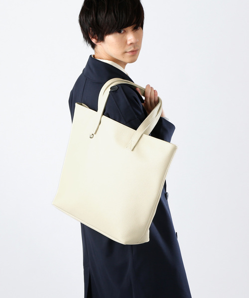 MONO-MART(モノマート)の「BASIC NEOLEATHER TOTEBAG/PVCレザートートバッグ(トートバッグ・メンズ・ブラック/ベージュ/ネイビー/アイボリー/キャメル/チャコール・FREE)」の19枚目の写真