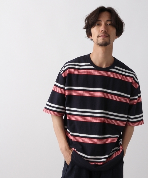 RAGEBLUE(レイジブルー)の「ナシジボーダーTシャツ/801670(Tシャツ/カットソー・メンズ・ホワイト/ダークブラウン/ネイビー/ブルー・SMALL/MEDIUM/LARGE)」の4枚目の写真