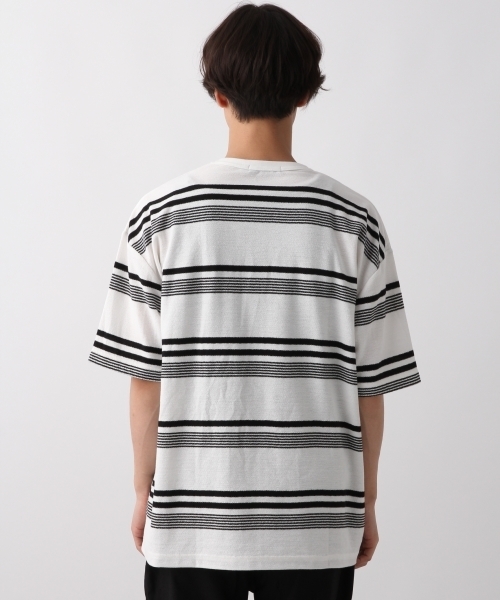 RAGEBLUE(レイジブルー)の「ナシジボーダーTシャツ/801670(Tシャツ/カットソー・メンズ・ホワイト/ダークブラウン/ネイビー/ブルー・SMALL/MEDIUM/LARGE)」の9枚目の写真