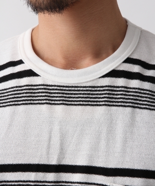 RAGEBLUE(レイジブルー)の「ナシジボーダーTシャツ/801670(Tシャツ/カットソー・メンズ・ホワイト/ダークブラウン/ネイビー/ブルー・SMALL/MEDIUM/LARGE)」の10枚目の写真