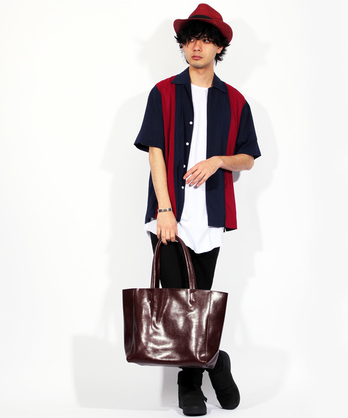 8(eight)(エイト)の「本革 レザー トートバッグ シンプル 大きめ(トートバッグ・メンズ・ブラック/ダークブラウン/ネイビー/レッド/カーキ/キャメル・FREE)」の8枚目の写真