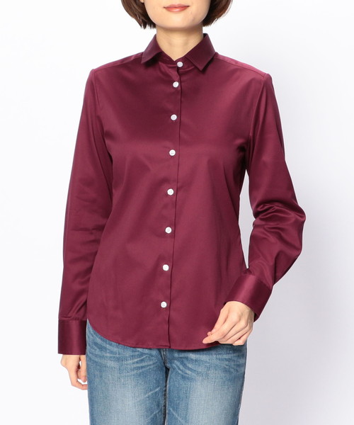 NARACAMICIE(ナラカミーチェ)の「コットンシャンブレー長袖シャツ(シャツ/ブラウス・レディース・ホワイト/ライトグレー/ボルドー・MEDIUM/LARGE/SMALL)」の4枚目の写真