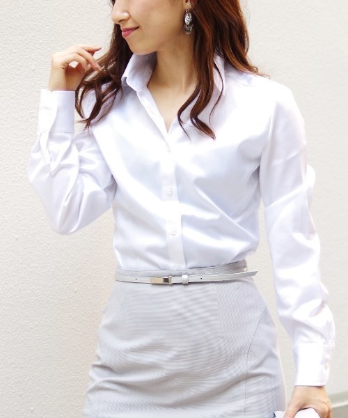 NARACAMICIE(ナラカミーチェ)の「コットンシャンブレー長袖シャツ(シャツ/ブラウス・レディース・ホワイト/ライトグレー/ボルドー・MEDIUM/LARGE/SMALL)」の20枚目の写真