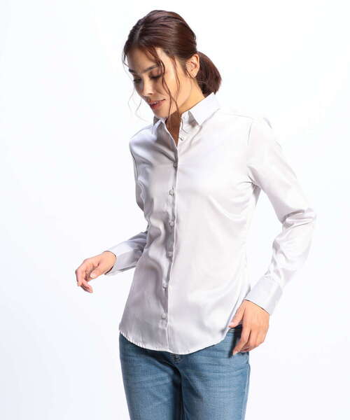 NARACAMICIE(ナラカミーチェ)の「コットンシャンブレー長袖シャツ(シャツ/ブラウス・レディース・ホワイト/ライトグレー/ボルドー・MEDIUM/LARGE/SMALL)」の16枚目の写真