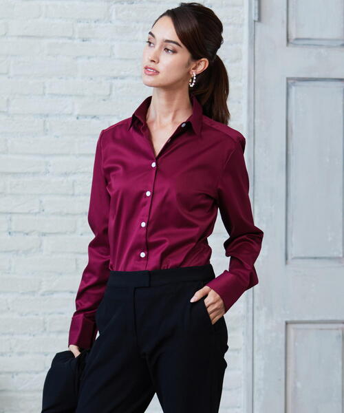 NARACAMICIE(ナラカミーチェ)の「コットンシャンブレー長袖シャツ(シャツ/ブラウス・レディース・ホワイト/ライトグレー/ボルドー・MEDIUM/LARGE/SMALL)」の15枚目の写真