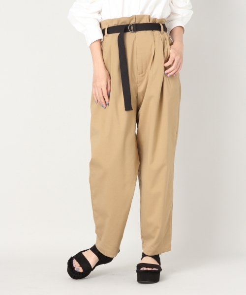 LOWRYS FARM（ローリーズファーム）の「ベルトツキハイウエストパンツ 804552（その他パンツ・レディース・ベージュ/ブラウン・FREE）」の2枚目の写真
