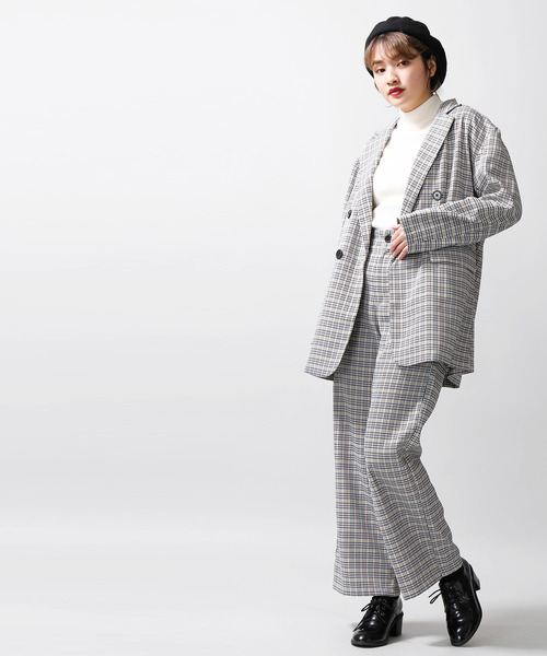 WEGO(ウィゴー)の「WEGO/チェックワイドパンツ(スラックス・レディース・グレー系その他2/オレンジ系その他3・FREE)」の5枚目の写真