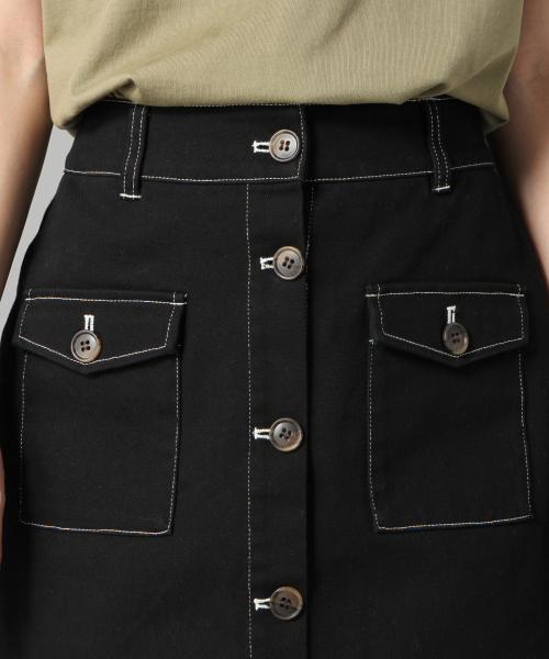 LOWRYS FARM（ローリーズファーム）の「フロントボタンミニスカート　831874（スカート・レディース・ブラック/ベージュ/イエロー/アイボリー・FREE）」の7枚目の写真