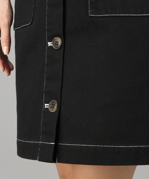 LOWRYS FARM（ローリーズファーム）の「フロントボタンミニスカート　831874（スカート・レディース・ブラック/ベージュ/イエロー/アイボリー・FREE）」の8枚目の写真