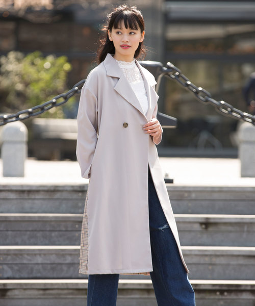 Luz Llena(ラズレナ)の「チェック配色トレンチコート(トレンチコート・レディース・ブラック/ベージュ・MEDIUM)」の8枚目の写真