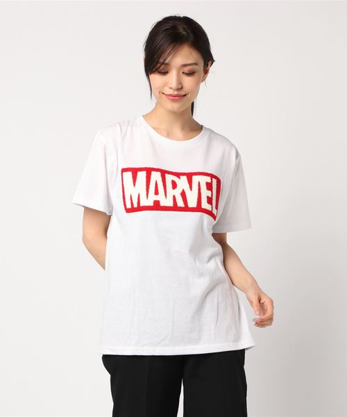 MARVEL（マーベル）の「【MARVEL/マーベル】サガラロゴTシャツ/レディース Tシャツ 半袖（Tシャツ/カットソー・レディース・ブラック/オフホワイト・MEDIUM/LARGE）」の3枚目の写真