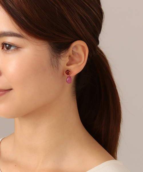 agete K10ピアスチャーム ルビー K10ガーネットピアスチャーム