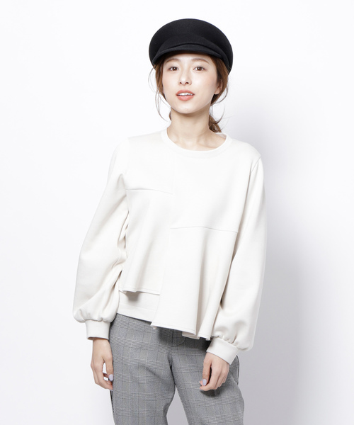 Re.Verofonna(ヴェロフォンナ)の「ブロッキングフリルプルオーバー(Tシャツ/カットソー)」|アイボリー