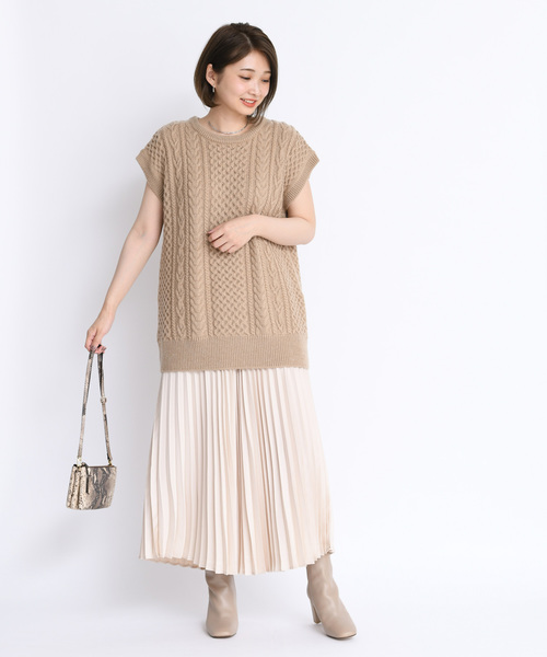 DouDou（ドゥドゥ）の「プリーツサテンスカート（スカート・レディース・ブラウン/ベージュ/ピンク/キャメル/サックスブルー・FREE）」の14枚目の写真