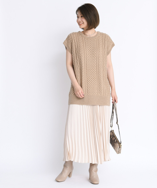 DouDou（ドゥドゥ）の「プリーツサテンスカート（スカート・レディース・ブラウン/ベージュ/ピンク/キャメル/サックスブルー・FREE）」の6枚目の写真