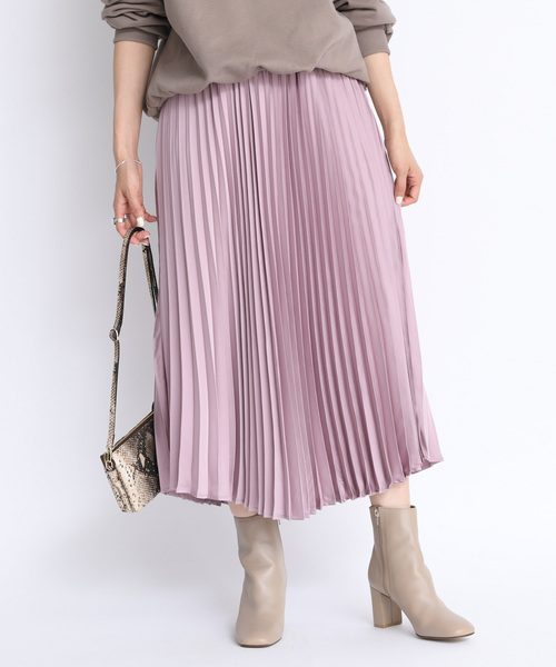 DouDou（ドゥドゥ）の「プリーツサテンスカート（スカート・レディース・ブラウン/ベージュ/ピンク/キャメル/サックスブルー・FREE）」の17枚目の写真