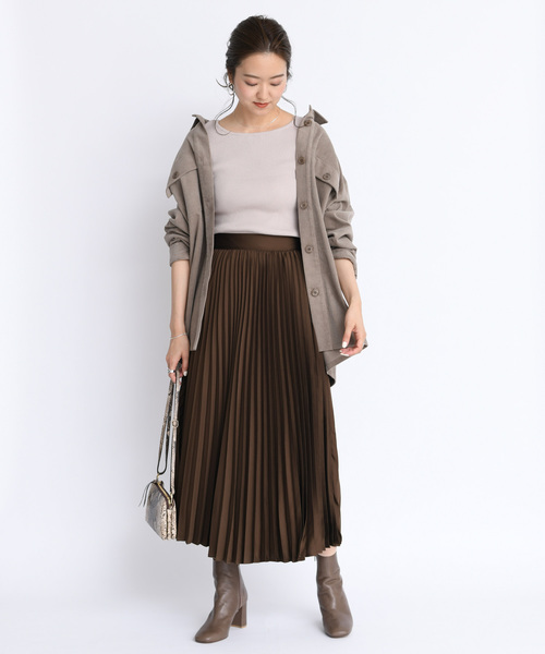 DouDou（ドゥドゥ）の「プリーツサテンスカート（スカート・レディース・ブラウン/ベージュ/ピンク/キャメル/サックスブルー・FREE）」の9枚目の写真