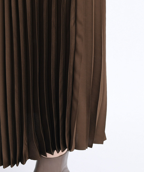 DouDou（ドゥドゥ）の「プリーツサテンスカート（スカート・レディース・ブラウン/ベージュ/ピンク/キャメル/サックスブルー・FREE）」の19枚目の写真