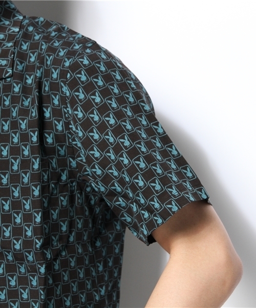 HYSTERIC GLAMOUR（ヒステリックグラマー）の「RH CHECK総柄 半袖イタリアンカラーSH（シャツ/ブラウス・メンズ・ネイビー/ブラック系その他・SMALL/MEDIUM/LARGE）」の4枚目の写真