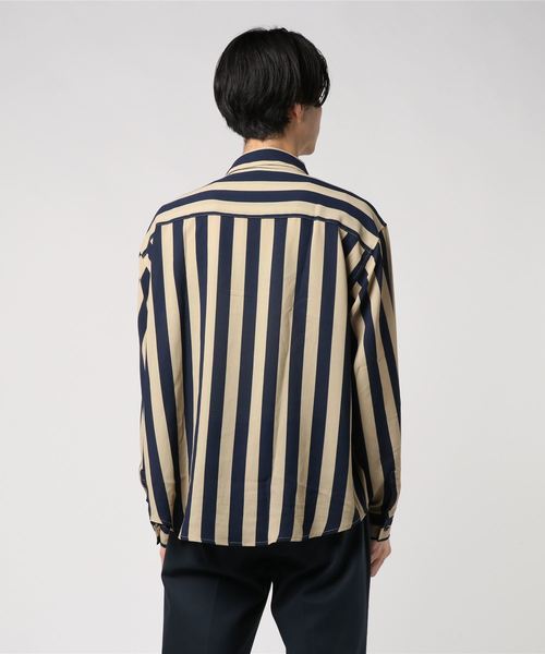 WEGO（ウィゴー）の「WEGO/ワイドストライプビッグシルエットシャツ（シャツ/ブラウス・メンズ・ホワイト系その他4/ブラック系その他4/ベージュ系その他4・MEDIUM/LARGE）」の16枚目の写真