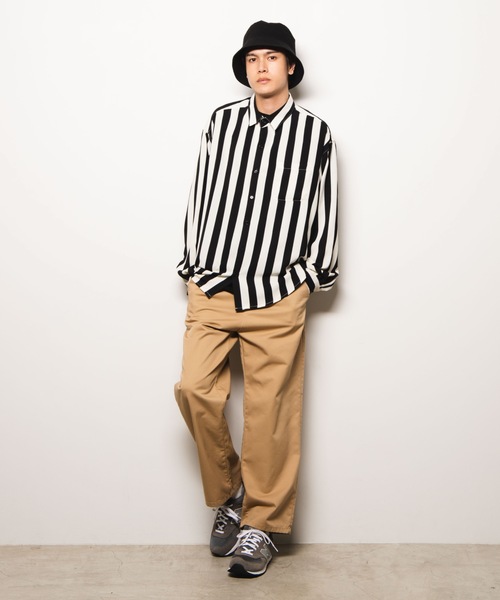 WEGO（ウィゴー）の「WEGO/ワイドストライプビッグシルエットシャツ（シャツ/ブラウス・メンズ・ホワイト系その他4/ブラック系その他4/ベージュ系その他4・MEDIUM/LARGE）」の10枚目の写真