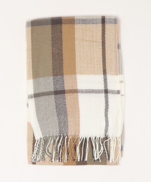 archives（アルシーヴ）の「チェック柄ストール（ストール/ショール・レディース・ベージュ/ピンク/アイボリー・MEDIUM）」の3枚目の写真