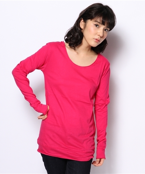 and it_(アンドイット)の「【日本製】シンプルカラー長袖ロングカットソー(Tシャツ/カットソー・レディース・ライトグレー/ブラウン/カーキ/ネイビー/ロイヤルブルー/パープル/ラベンダー/マスタード/レモンイエロー/レッド/ピンク/オレンジ/ホワイト/ブラック/チャコールグレー/モカ/グリーン/グレイッシュベージュ/オートミール/杢グレー/ライトブルー・LARGE/X-LARGE/MEDIUM)」の19枚目の写真