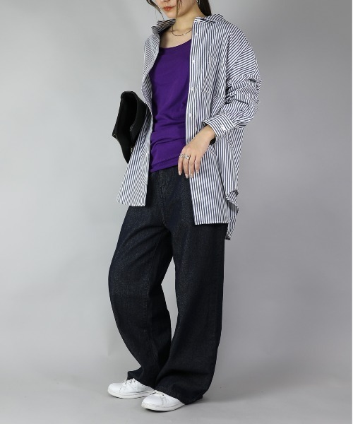 and it_(アンドイット)の「【日本製】シンプルカラー長袖ロングカットソー(Tシャツ/カットソー・レディース・ライトグレー/ブラウン/カーキ/ネイビー/ロイヤルブルー/パープル/ラベンダー/マスタード/レモンイエロー/レッド/ピンク/オレンジ/ホワイト/ブラック/チャコールグレー/モカ/グリーン/グレイッシュベージュ/オートミール/杢グレー/ライトブルー・LARGE/X-LARGE/MEDIUM)」の22枚目の写真