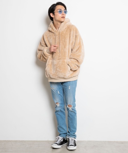WEGO(ウィゴー)の「WEGO/シャギーボアプルパーカー(パーカー・メンズ・ブラック/オフホワイト/ライトベージュ・SMALL/MEDIUM/LARGE)」の22枚目の写真