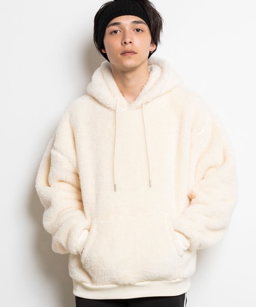 WEGO(ウィゴー)の「WEGO/シャギーボアプルパーカー(パーカー・メンズ・ブラック/オフホワイト/ライトベージュ・SMALL/MEDIUM/LARGE)」の6枚目の写真