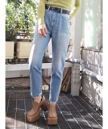 EMODA | ヘムRIPPEDジャストウエストジーンズ(デニムパンツ)