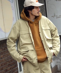 【ZIP FIVE】【撥水加工】 ノーカラーフラップ　フッシングジャケットブルゾン