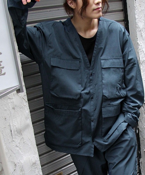 ZIP FIVE（ジップファイブ）の「【ZIP FIVE】【撥水加工】 ノーカラーフラップ　フッシングジャケットブルゾン（ノーカラージャケット・メンズ・ブラック/ベージュ/グリーン/アイボリー/オリーブ/ネイビー/ブラウン・MEDIUM/LARGE/X-LARGE）」の7枚目の写真