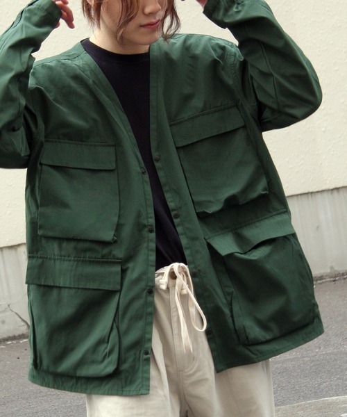 ZIP FIVE（ジップファイブ）の「【ZIP FIVE】【撥水加工】 ノーカラーフラップ　フッシングジャケットブルゾン（ノーカラージャケット・メンズ・ブラック/ベージュ/グリーン/アイボリー/オリーブ/ネイビー/ブラウン・MEDIUM/LARGE/X-LARGE）」の6枚目の写真