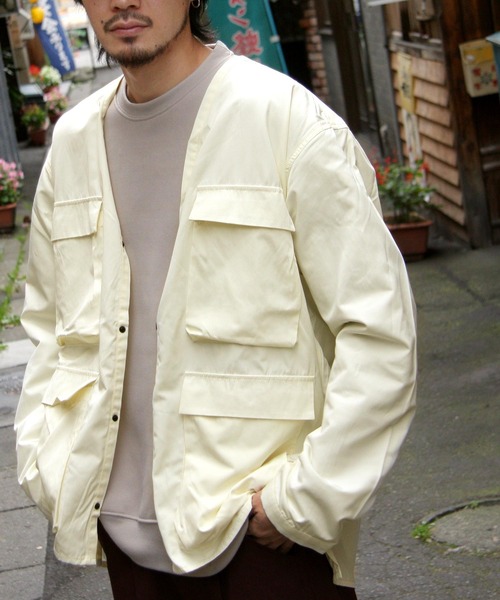 ZIP FIVE（ジップファイブ）の「【ZIP FIVE】【撥水加工】 ノーカラーフラップ　フッシングジャケットブルゾン（ノーカラージャケット・メンズ・ブラック/ベージュ/グリーン/アイボリー/オリーブ/ネイビー/ブラウン・MEDIUM/LARGE/X-LARGE）」の2枚目の写真