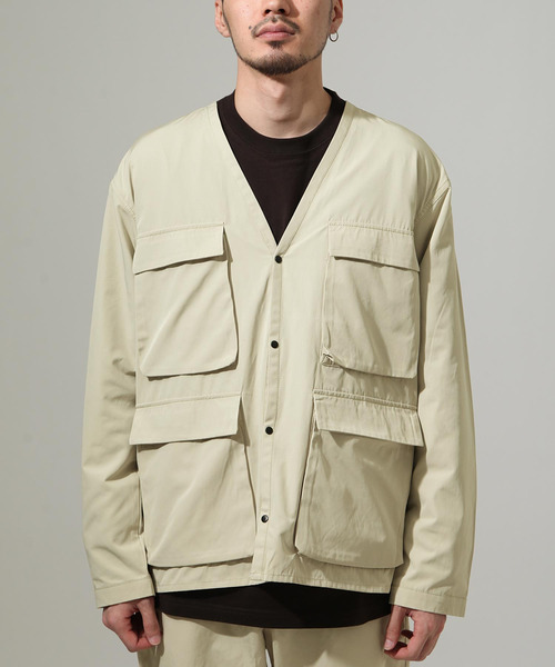 ZIP FIVE（ジップファイブ）の「【ZIP FIVE】【撥水加工】 ノーカラーフラップ　フッシングジャケットブルゾン（ノーカラージャケット・メンズ・ブラック/ベージュ/グリーン/アイボリー/オリーブ/ネイビー/ブラウン・MEDIUM/LARGE/X-LARGE）」の9枚目の写真