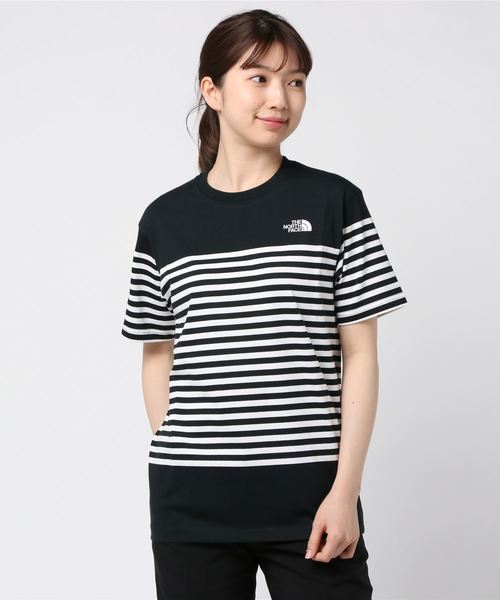 THE NORTH FACE(ザノースフェイス)の「THE NORTH FACE/ザ・ノースフェイス S/S Panel Border Tee ショートスリーブパネルボーダーティー NT32063(Tシャツ/カットソー)」|ブラック