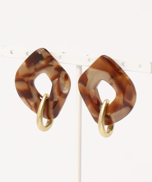 LOWRYS FARM（ローリーズファーム）の「メタルリング＊ジュシピアス　895046（ピアス（両耳用）・レディース・ダークブラウン/ベージュ/グレー・FREE）」の2枚目の写真