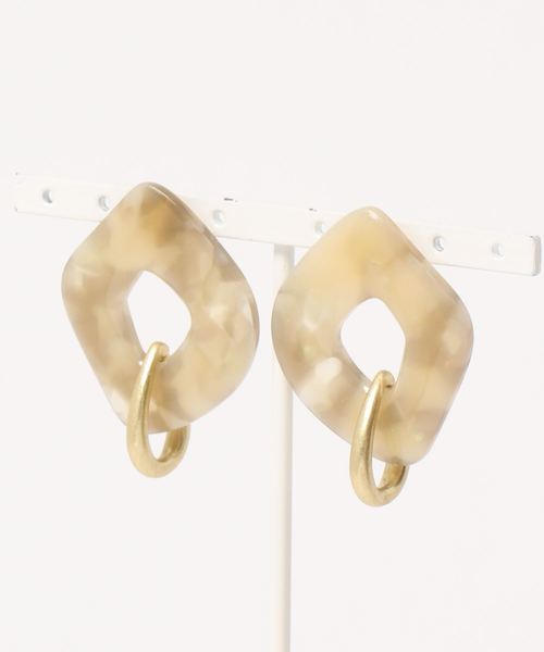 LOWRYS FARM（ローリーズファーム）の「メタルリング＊ジュシピアス　895046（ピアス（両耳用）・レディース・ダークブラウン/ベージュ/グレー・FREE）」の3枚目の写真