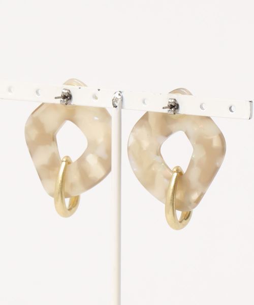 LOWRYS FARM（ローリーズファーム）の「メタルリング＊ジュシピアス　895046（ピアス（両耳用）・レディース・ダークブラウン/ベージュ/グレー・FREE）」の4枚目の写真