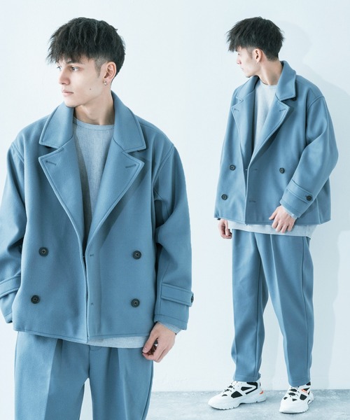 Ressaca（レサーカ）の「【セットアップ】 オーバーサイズ ウールテック ショートトレンチ/2タックテーパードパンツ（セットアップ・メンズ・グレイッシュベージュ/オリーブ/サックスブルー/ブラック/ブラウン・M/L）」の5枚目の写真