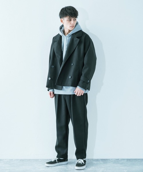 Ressaca（レサーカ）の「【セットアップ】 オーバーサイズ ウールテック ショートトレンチ/2タックテーパードパンツ（セットアップ・メンズ・グレイッシュベージュ/オリーブ/サックスブルー/ブラック/ブラウン・M/L）」の7枚目の写真
