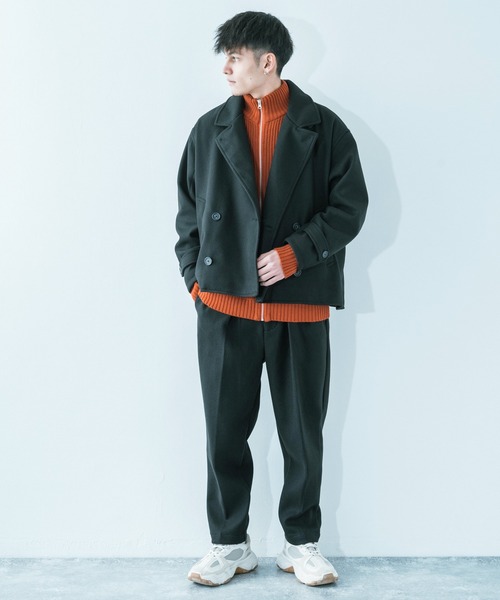 Ressaca（レサーカ）の「【セットアップ】 オーバーサイズ ウールテック ショートトレンチ/2タックテーパードパンツ（セットアップ・メンズ・グレイッシュベージュ/オリーブ/サックスブルー/ブラック/ブラウン・M/L）」の9枚目の写真