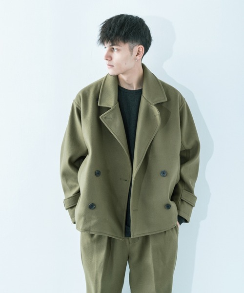 Ressaca（レサーカ）の「【セットアップ】 オーバーサイズ ウールテック ショートトレンチ/2タックテーパードパンツ（セットアップ・メンズ・グレイッシュベージュ/オリーブ/サックスブルー/ブラック/ブラウン・M/L）」の11枚目の写真